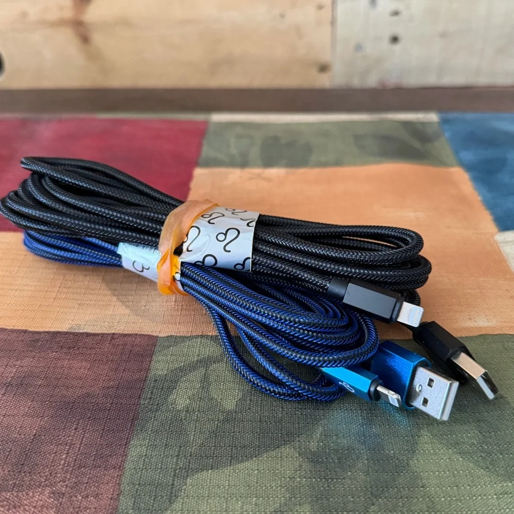 Black & Blue USB Charging Cable - Not Sure Of Length - USB to Lightening